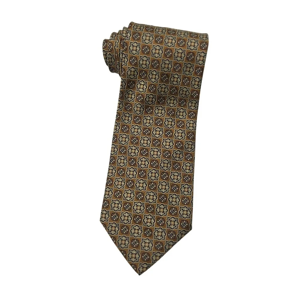 City of London Ferrell Reed Tie Mens XL Gold Geometric Silk Jacquard Nordstrom